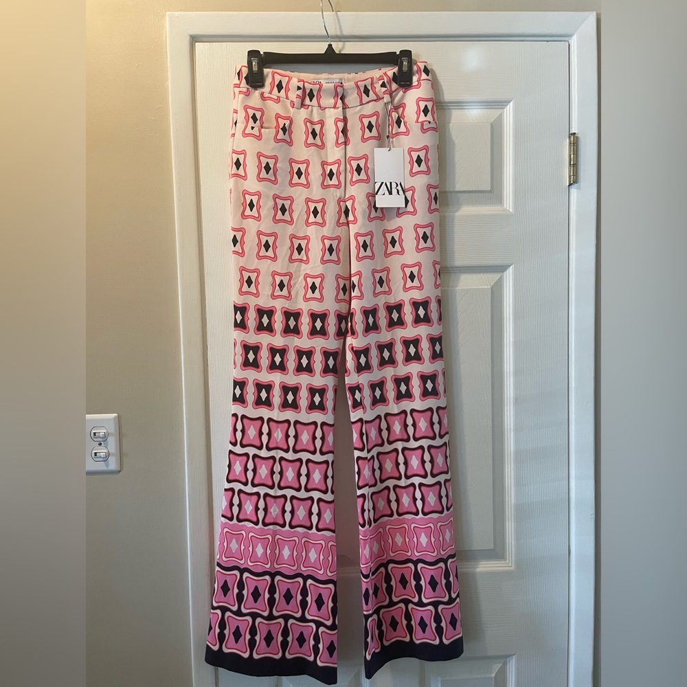NWT Zara print flared high waisted pants - Picture 3 of 12